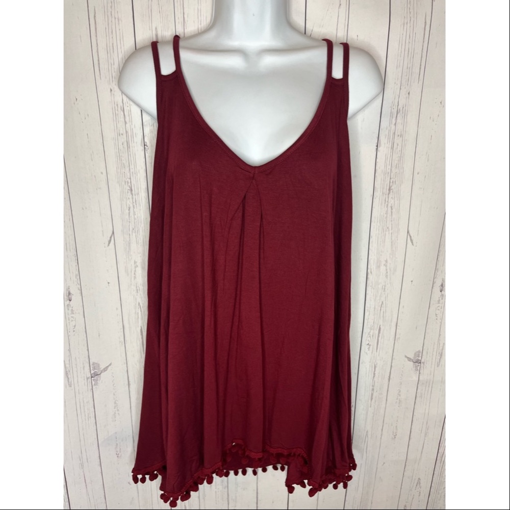 Zeagoo Women’s Size XXL Wine Red Double Strap Flowy Camisole Tank Top Casual